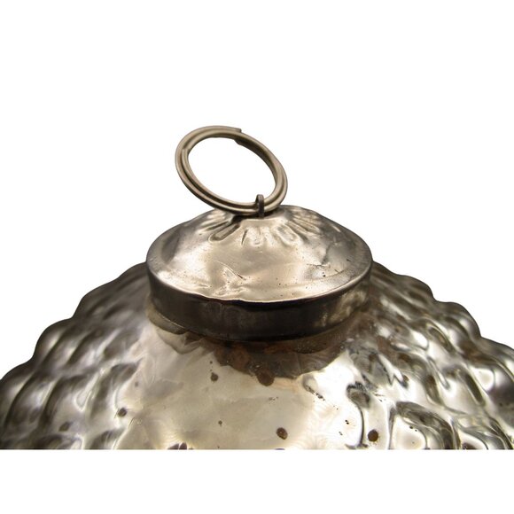 Vintage Diamond Point Pinecone Kugel Style Ornament Mercury Glass Metal Cap GUC - Picture 6 of 8